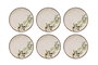 Hermia Juego de Platos para Postre Oil Flover (6 Piezas) de Porcelana en Beige, Verde y Marrón